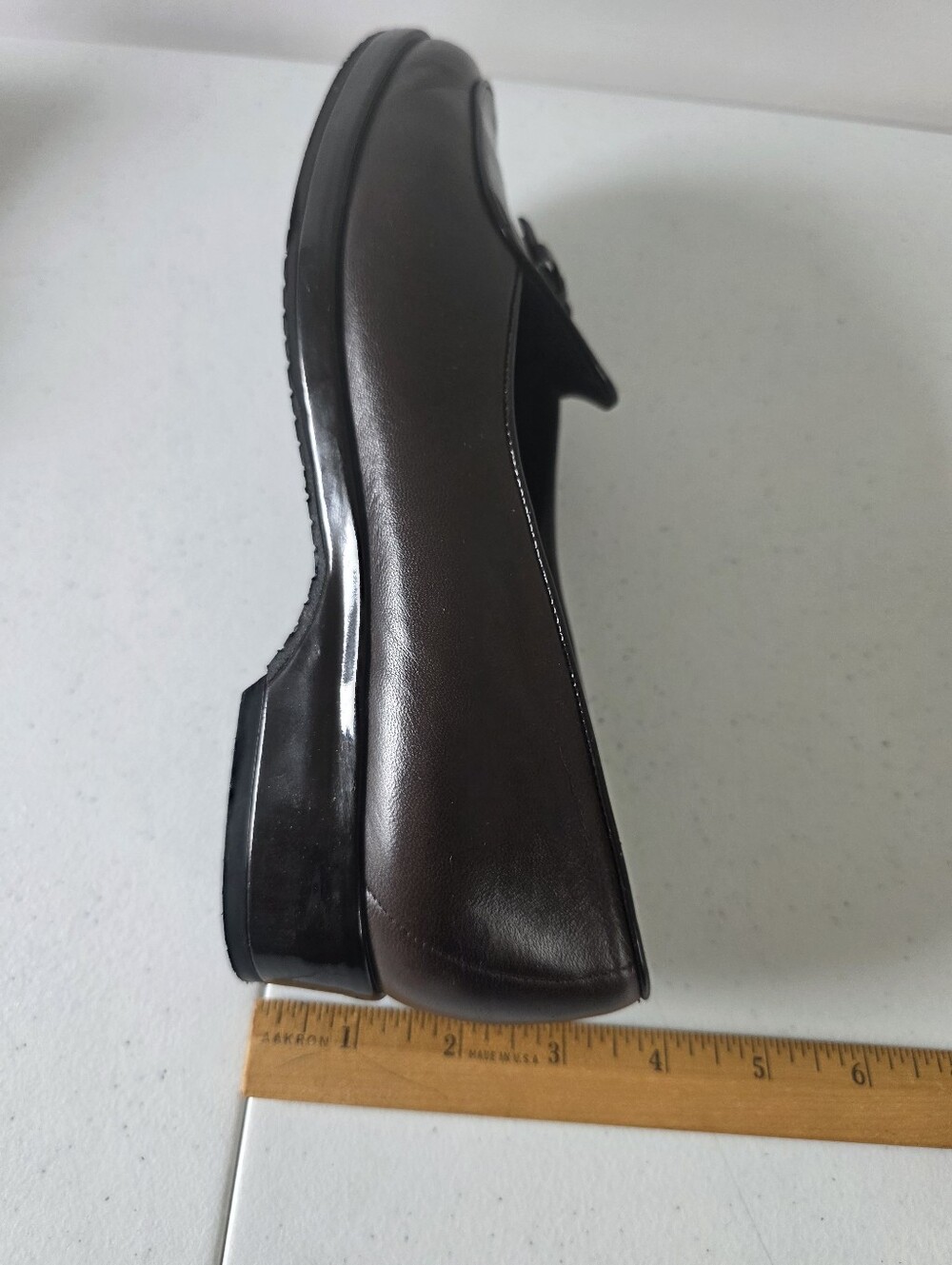 Stuart Weitzman Leather Loafers Size 10 Chocolate Brown Shoes with Bow Detail - Picture 12 of 15